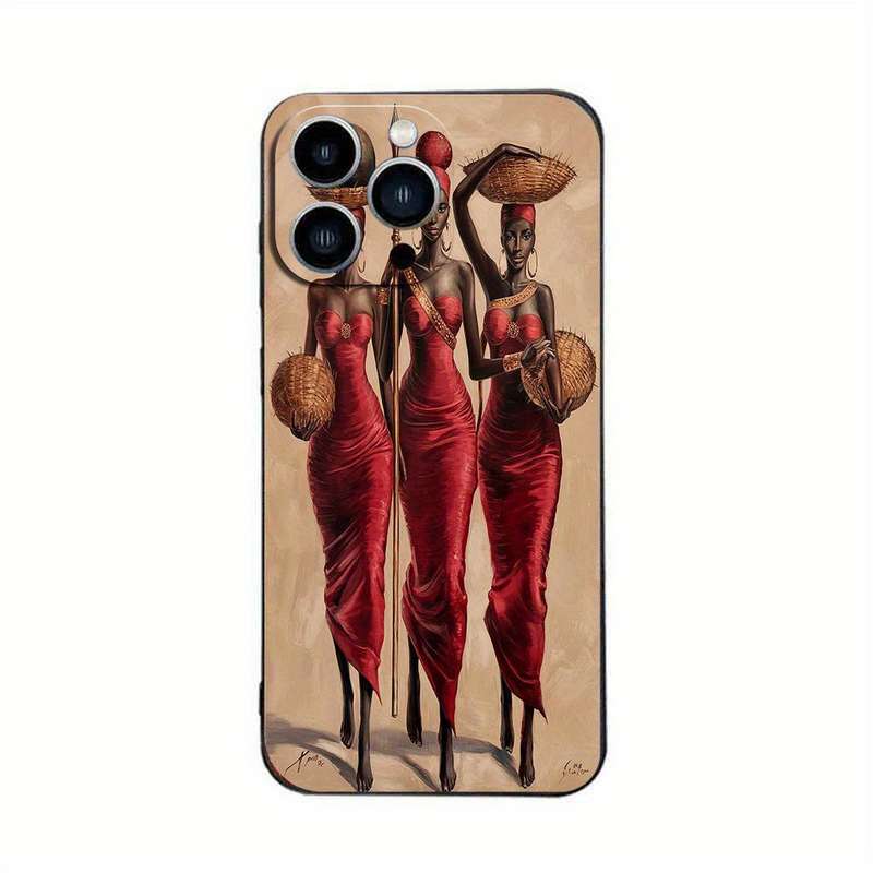 1Pc Black For iPhone 15 Plus African Lady TPU Phone Case
