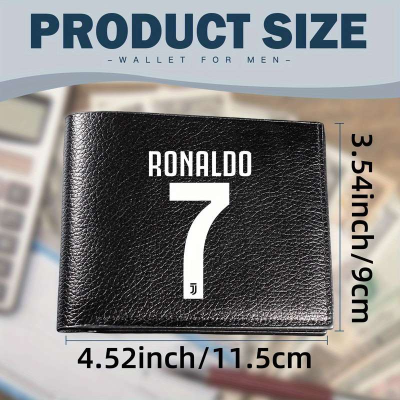 1pc CR7 Ronaldo Number 7 Men's Faux Leather Wallet with Crocodile TextureMultifunctional Bif