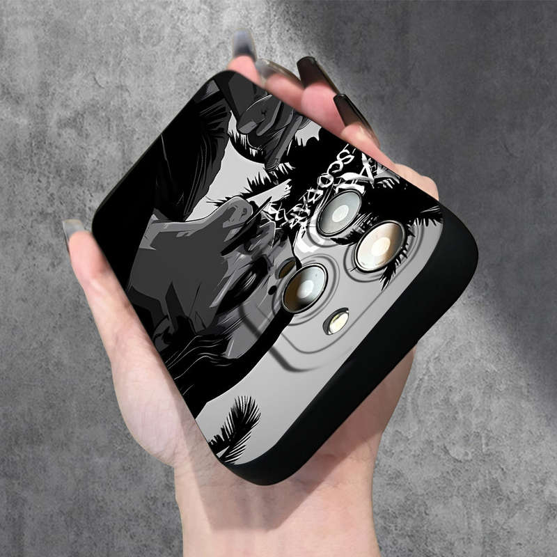 1Pc Black For iPhone 14 Pro Max Smoking Man Pattern Phone Case