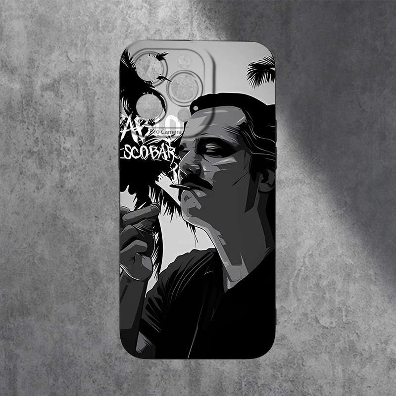 1Pc Black For iPhone 14 Pro Max Smoking Man Pattern Phone Case