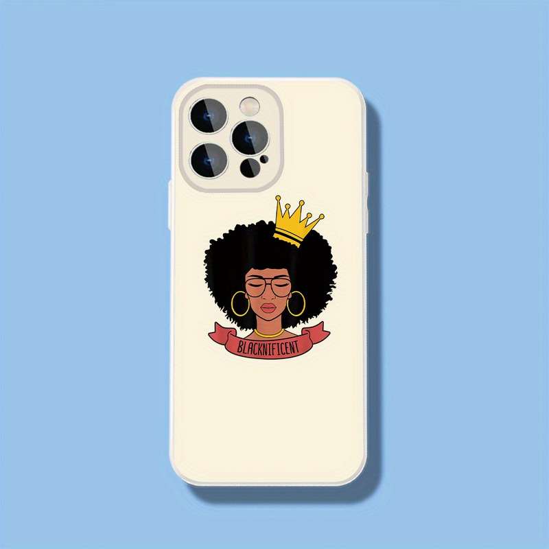 1Pc Black For iPhone 16 Plus Crown African Phone Case