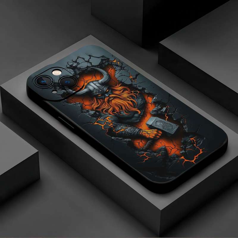 1Pc Black For iPhone 7 Plus 8 Plus Viking Pattern Phone Case