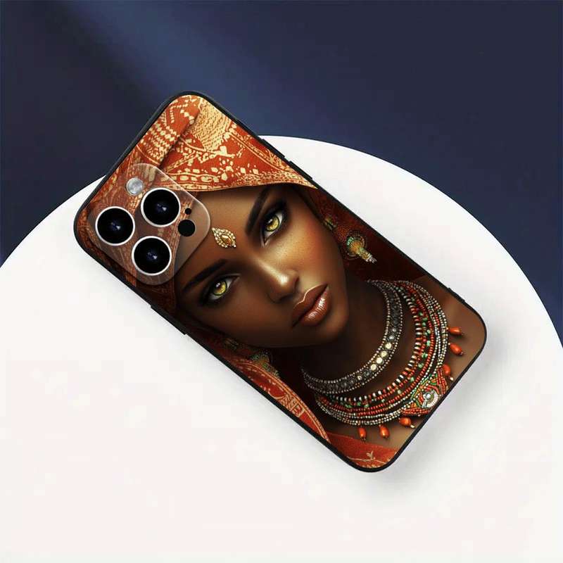 1Pc Black For iPhone 15 Pro Max Classic African Woman Phone Case