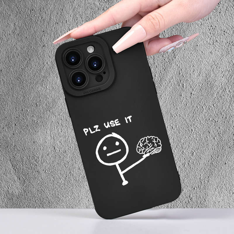 1Pc White For iPhone 13 Black And White Pattern Couple Phone Case