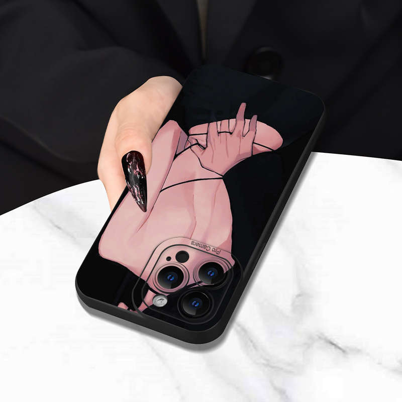 1Pc Black For iPhone XR Back View Pattern Phone Case