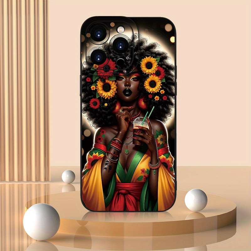 1Pc Black For iPhone 7 Plus 8 Plus African Girl Phone Case