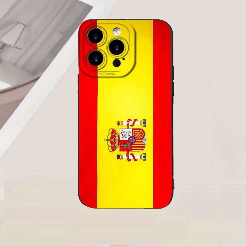 1Pc Black For iPhone XR Spanish Flag Design Phone Case
