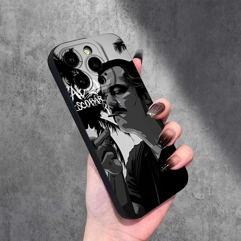 1Pc Black For iPhone 14 Pro Max Smoking Man Pattern Phone Case