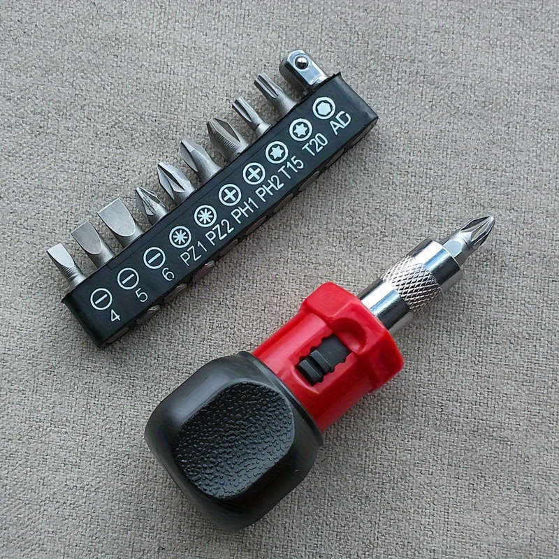 Screwdriver Bit Tool Set Color 11 In 1 Black And Red Set