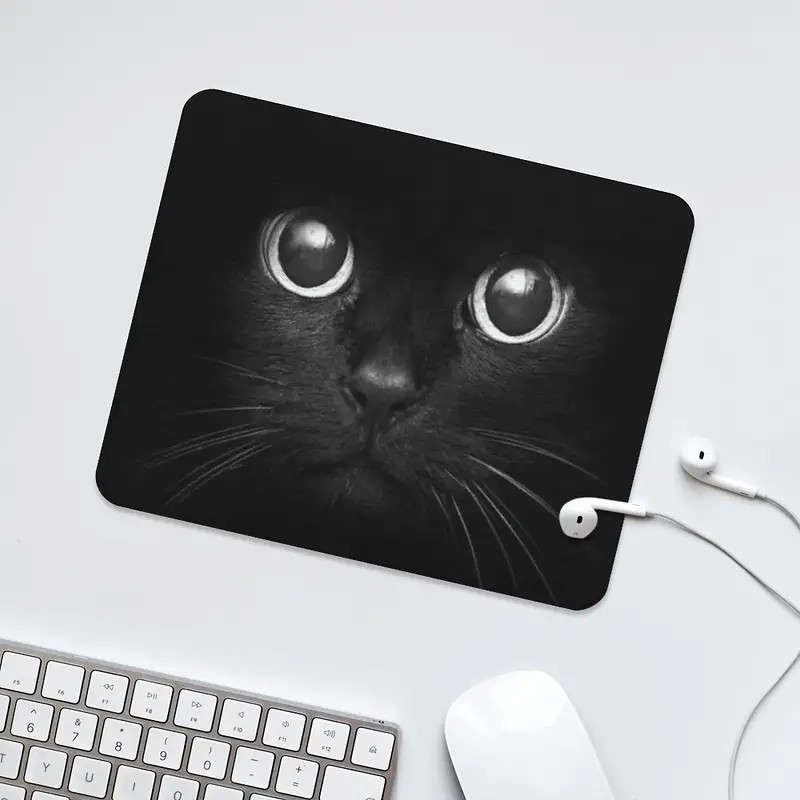 1pc Black Cat Abstract Art Mouse Pad Small Non-Slip Desk Mat for Gaming Office