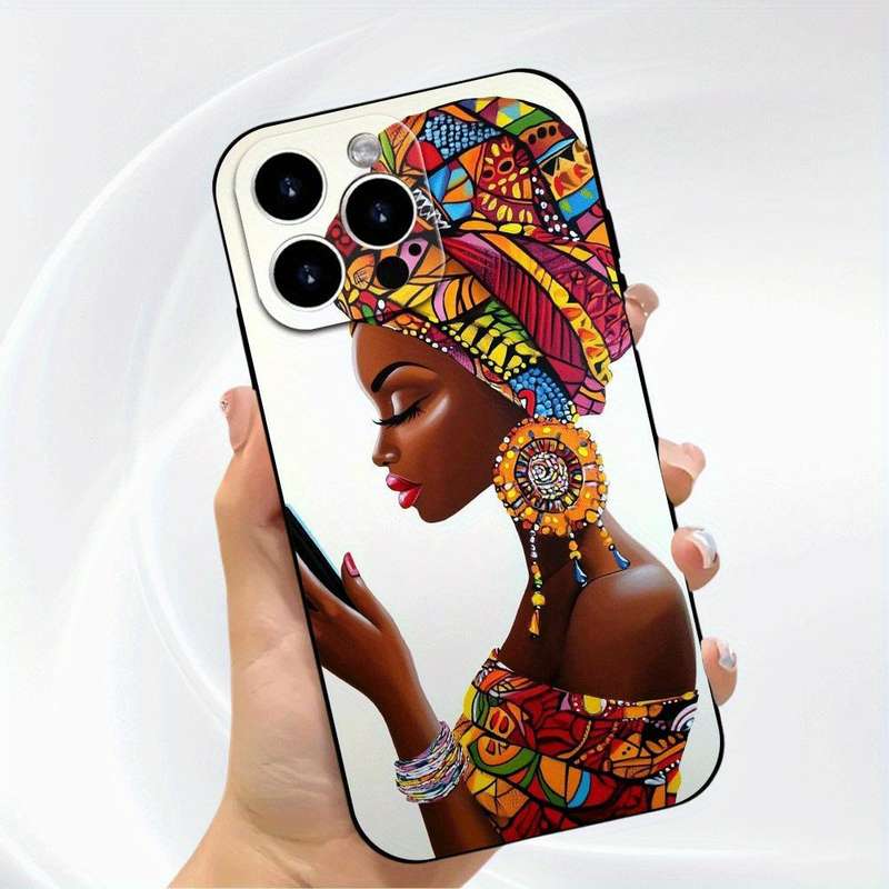1Pc Black For iPhone 11 Pro Max Beautiful African Girl Phone Case
