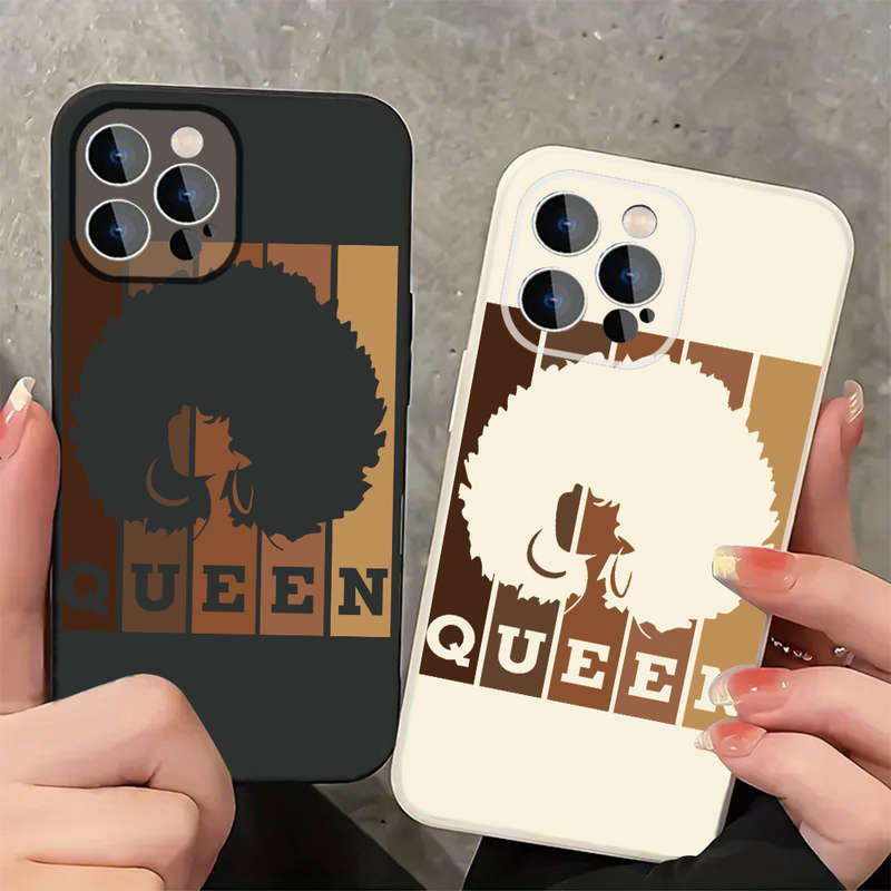 1Pc Ivory White For iPhone 15 African Women Phone Case