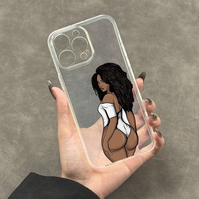 1Pc Transparent For iPhone 7 8 SE2 SE3 Sexy Woman Back Phone Case