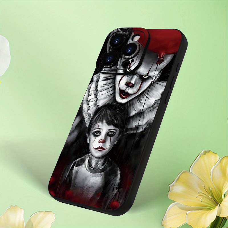 1Pc Black For iPhone XR Horror Clown And Little Girl Phone Case