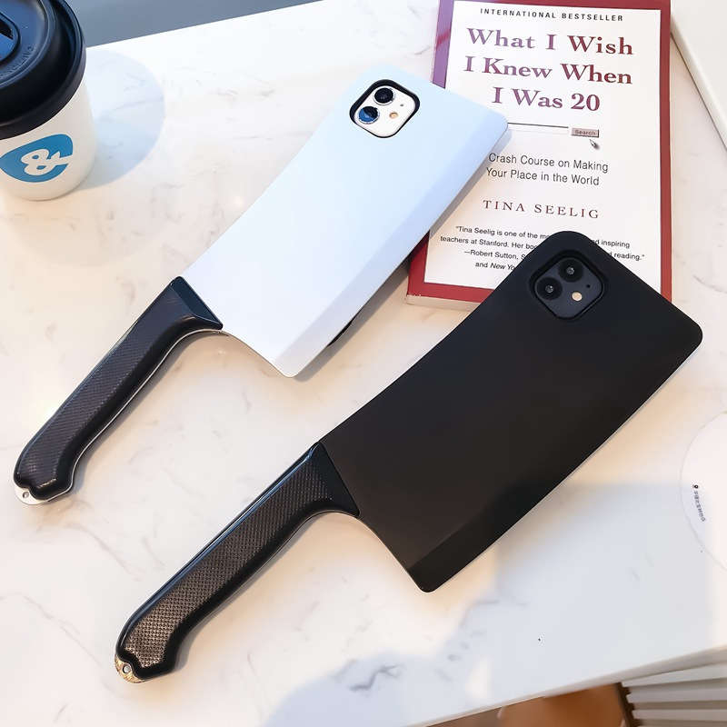 1Pc Silvery For iPhone 14 Plus Toy Kitchen Knife Phone Case