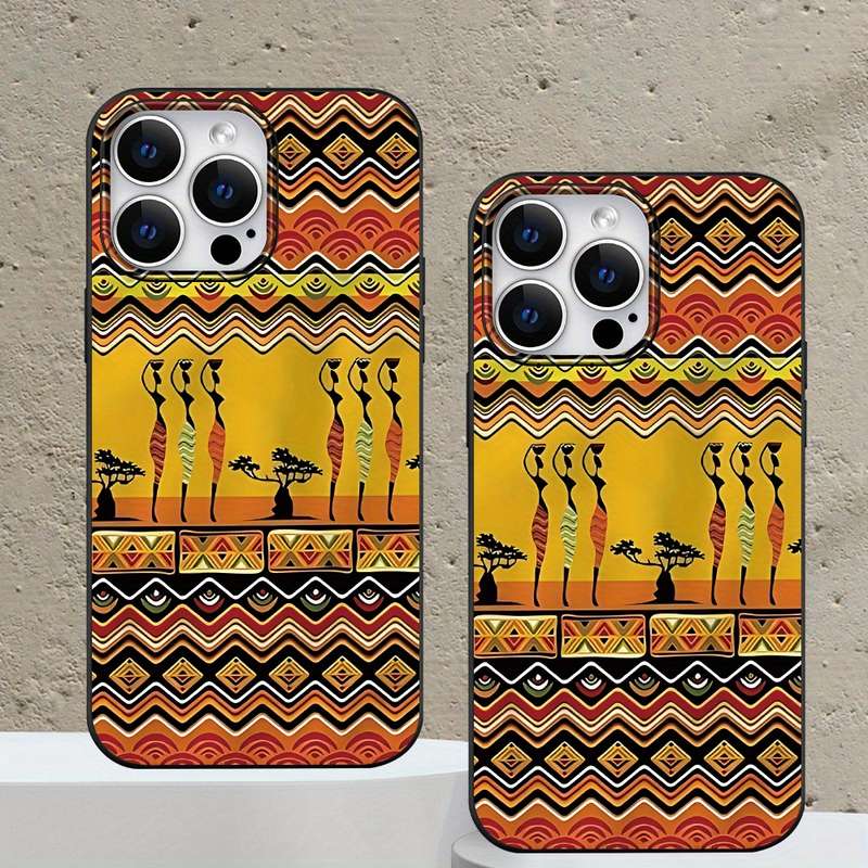 1Pc Black For iPhone 14 Plus African Inspired Designs Phone Case