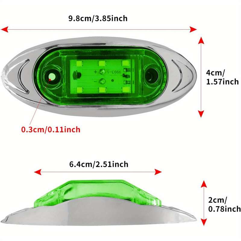 4pcs 12-24V Green Trailer Marker Lights LED Side Marker Lights Trailer Running Lights