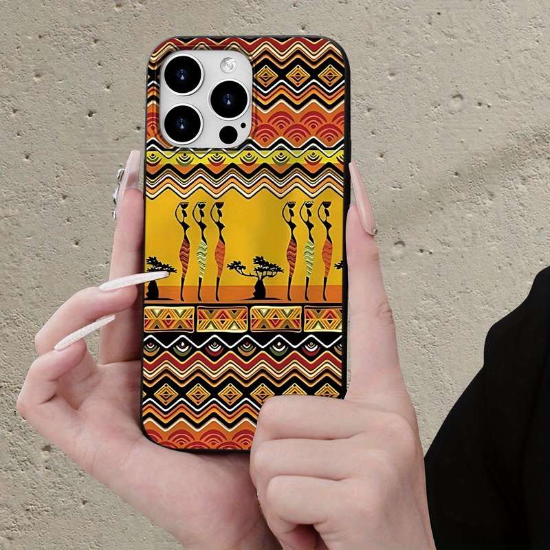 1Pc Black For iPhone 14 Plus African Inspired Designs Phone Case