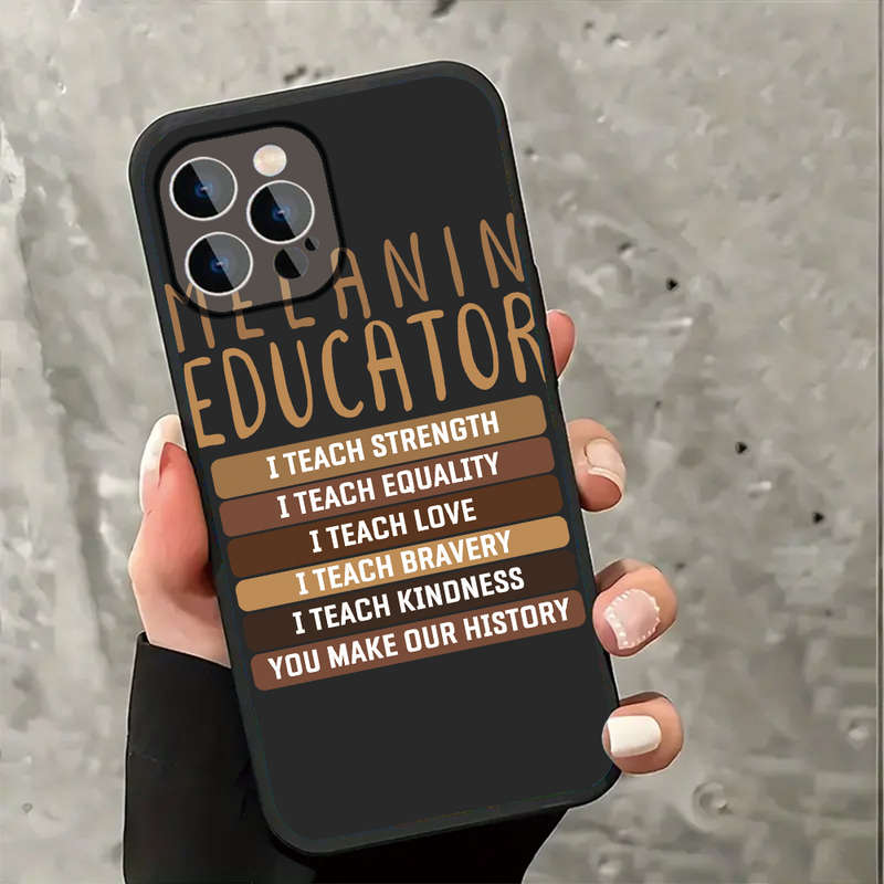 1Pc Black For iPhone 16 Pro Max Empowering Educator Phone Case
