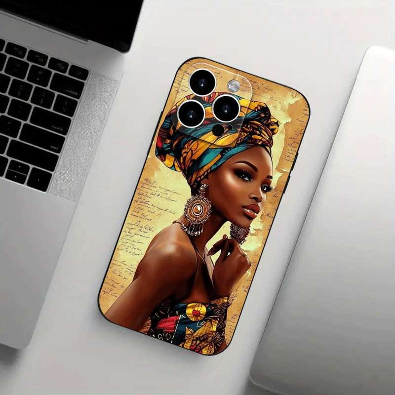 1Pc Black For iPhone 13 African Woman Phone Case