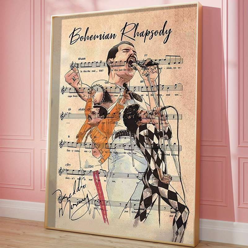 1pc  Boho Rhapsoidy Canvas Music Art Poster Vintage Modern Style Frameless Wall Decor for L
