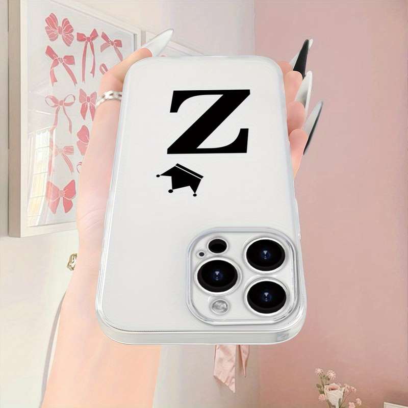 1Pc Transparent For iPhone 13 Pro Max Letter Z Black Crown Phone Case