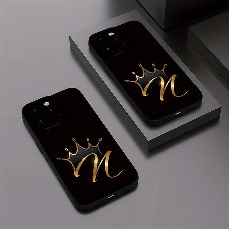 1Pc Black For iPhone X XS Golden Crown Design Phone Case