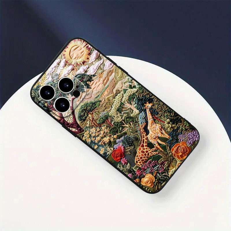 1Pc Black For iPhone 15 Pro Max African Wildlife Phone Case
