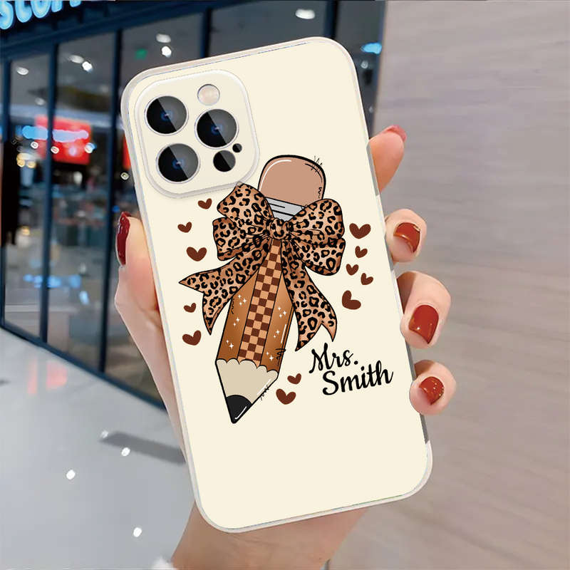 1Pc Black For iPhone 11 Pro Max Leopard Print Bow Phone Case