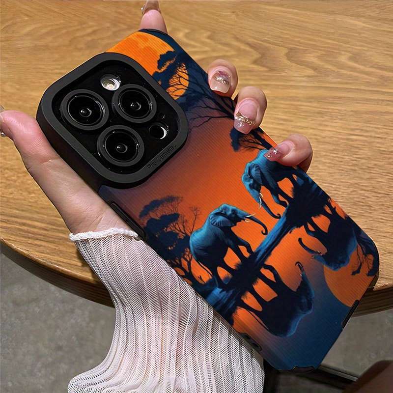 1Pc Mixed Color For iPhone 7 Plus 8 Plus Elephant African Sunset Phone Case