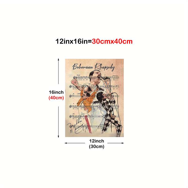 1pc  Boho Rhapsoidy Canvas Music Art Poster Vintage Modern Style Frameless Wall Decor for L