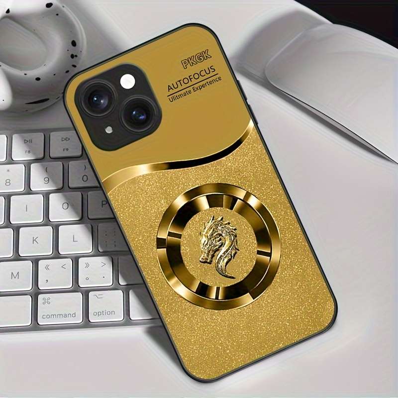1Pc Golden For iPhone 13 Small Round Dragon Phone Case