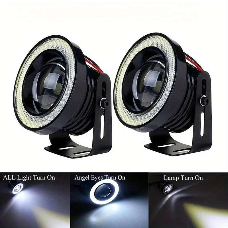 2pcs Car White LED Projector Angel Eyes Ring Light Lamp 3.5inch with Bracket Lamp