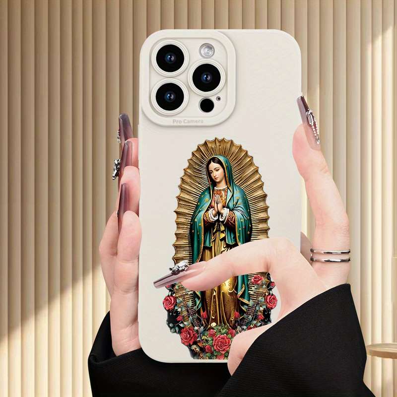 1Pc Ivory White For iPhone 16 Pro Max Nun Pattern Phone Case
