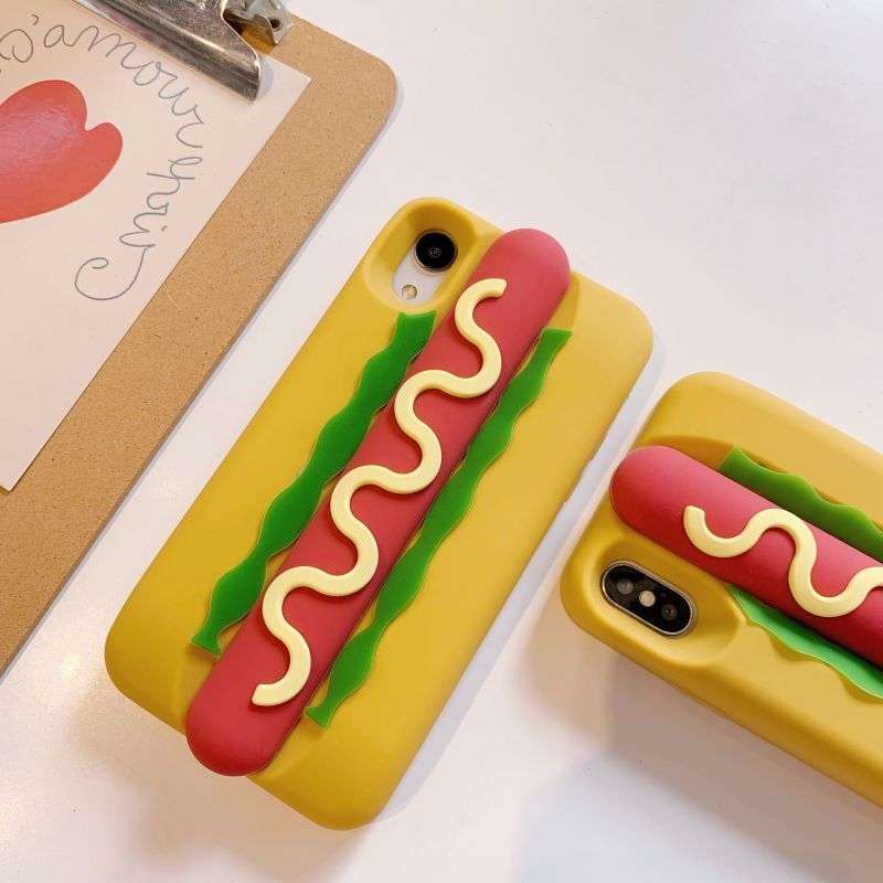 1Pc Mixed Color For iPhone 16 Pro Max Cute Hot Dog Phone Case