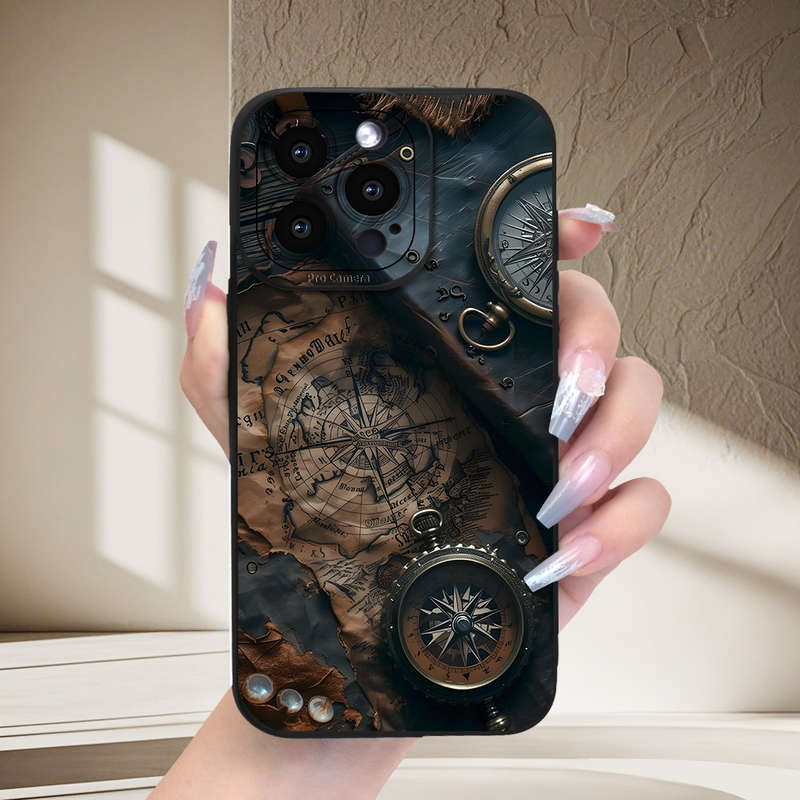 1Pc Black For iPhone XS Max Vintage Nautical Pattern Phone Case