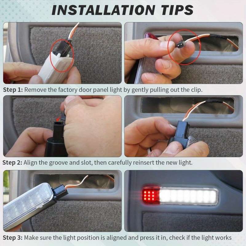 2pcs LED Interior Door Light Door Panel Courtesy Warning Light Lamp Assembly Compatib