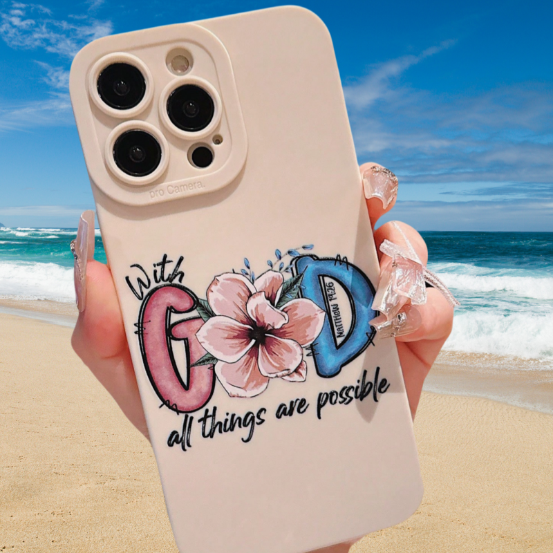 1Pc Ivory White For iPhone 7 Plus 8 Plus Floral Letter Design Phone Case