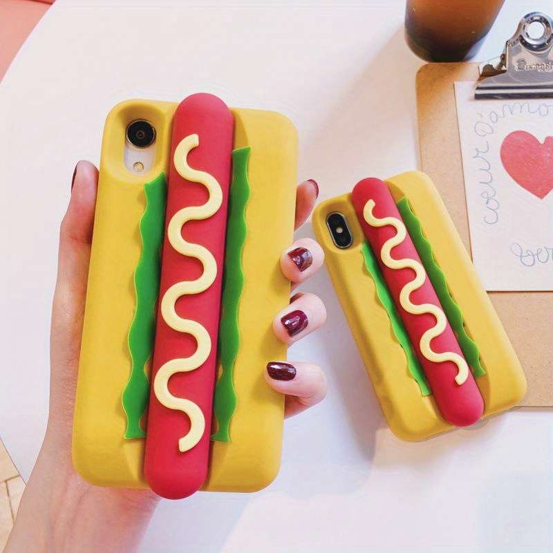1Pc Mixed Color For iPhone 16 Pro Max Cute Hot Dog Phone Case