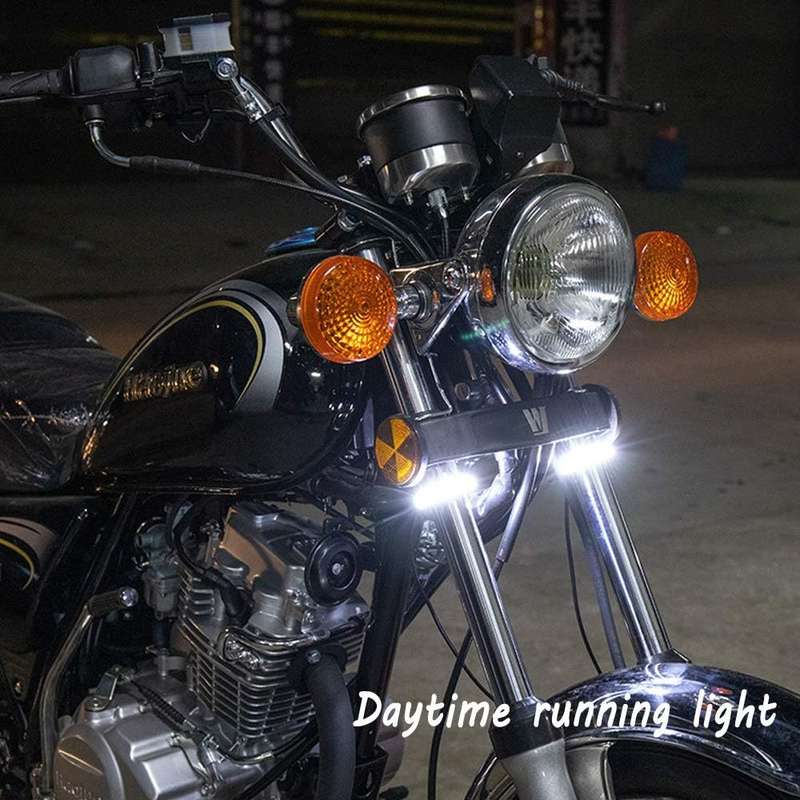 2pcs Flexible Switchback Dual-Color White & Amber Motorcycle LED Fork Turn Signal Bli