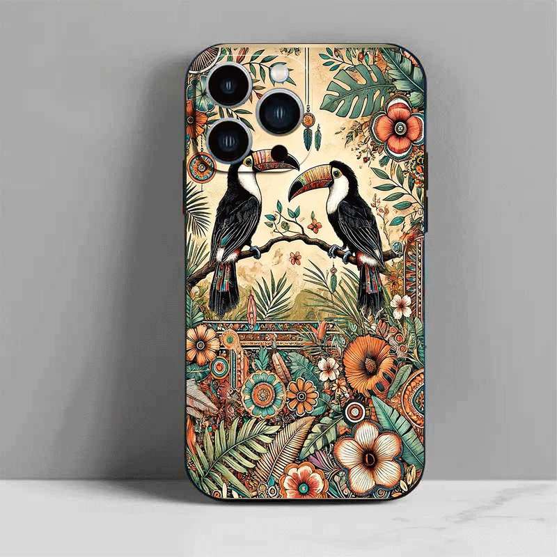 1Pc Black For iPhone 15 Pro African Style TPU Phone Case