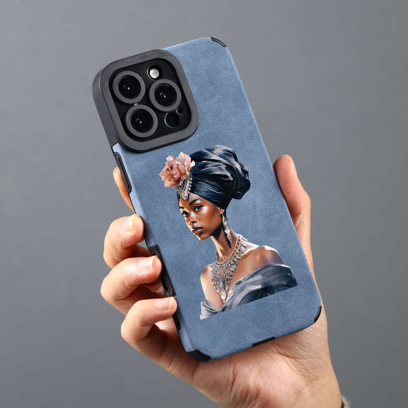 1Pc Blue For iPhone 16 African Queen Phone Case