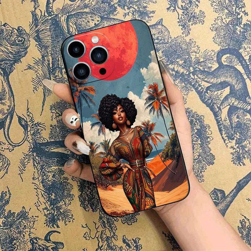 1Pc Black For iPhone 15 African Girl Phone Case