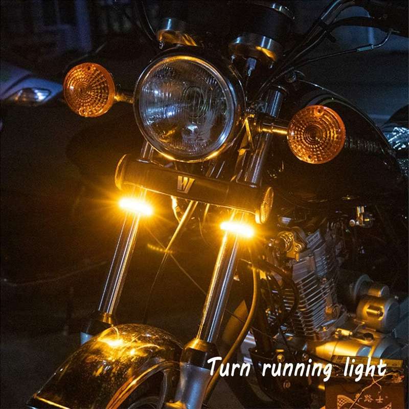 2pcs Flexible Switchback Dual-Color White & Amber Motorcycle LED Fork Turn Signal Bli