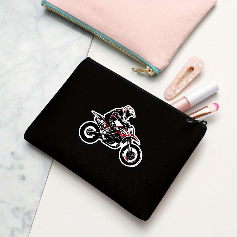 1pc Unique Motorcycle Rider Mountain Dude Canvas Wallet Bifold Coin Purse with Card Holder Bl