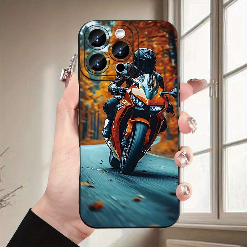 1Pc Black For iPhone XS Max Motorcycle Pattern Phone Case