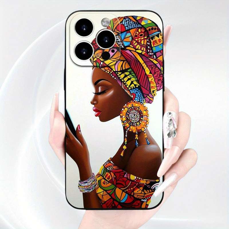 1Pc Black For iPhone 11 Pro Max Beautiful African Girl Phone Case