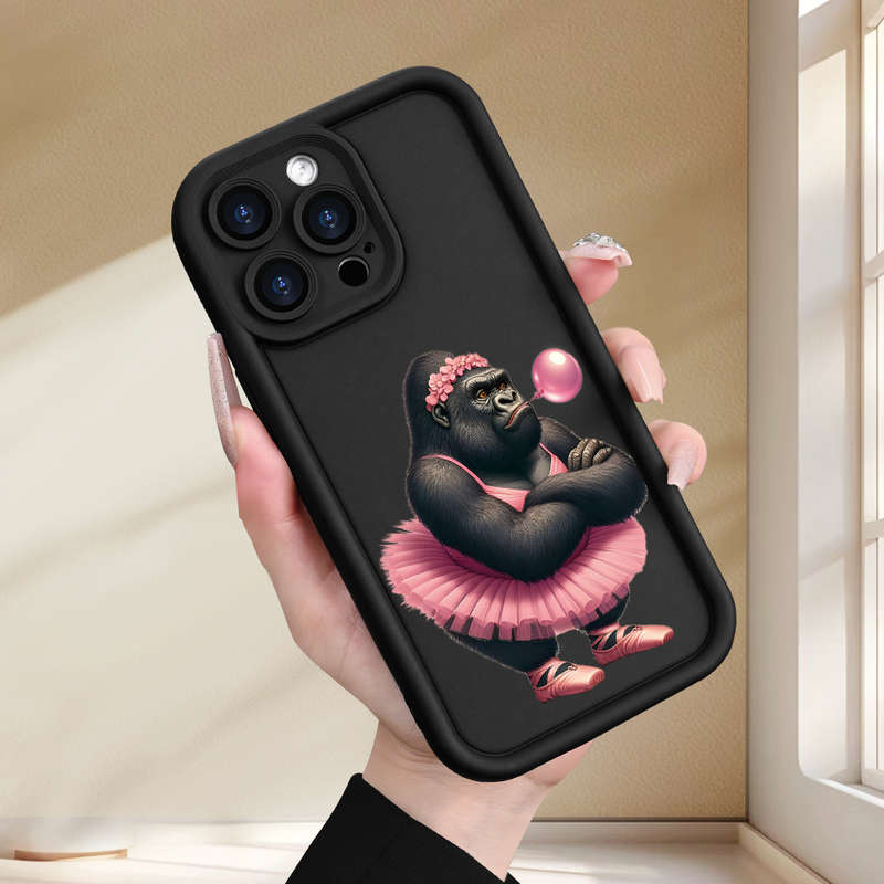1Pc Black For iPhone 13 Mini Dancing Gorilla Phone Case
