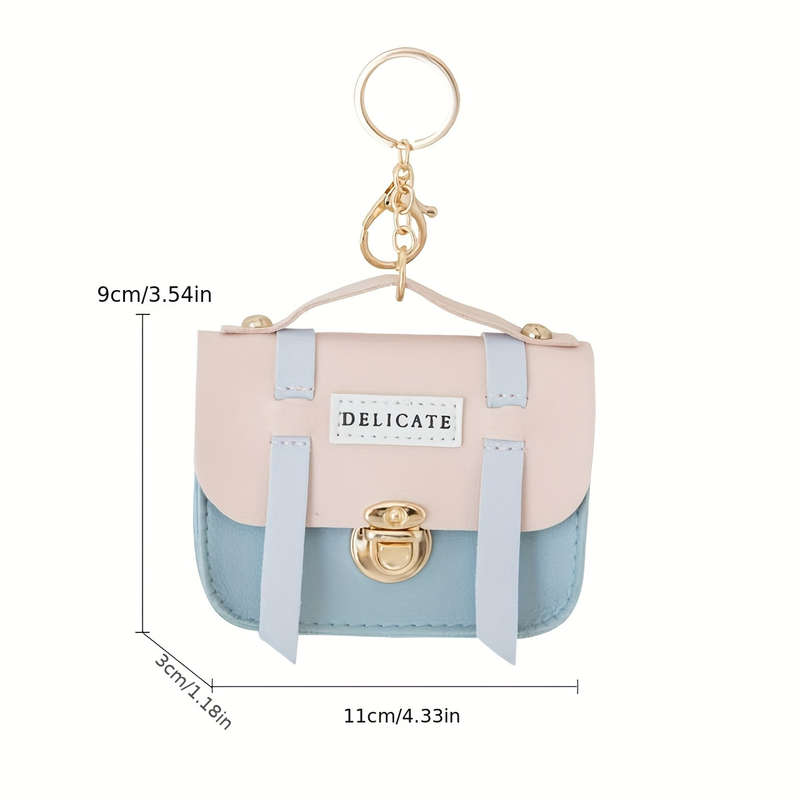 1pc Cute Female Creative Mini Compact Coin Purse Bag Small Wallet with Lock and Keychain Pendant