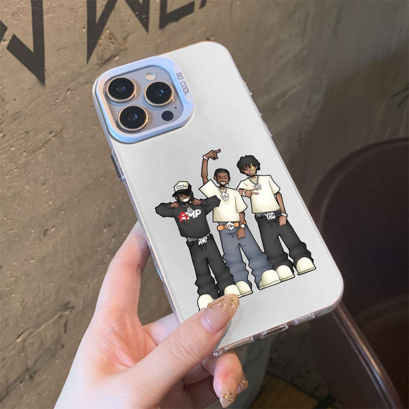 1Pc Silvery For iPhone XS Max Hip Hop Print Metal Phone Case